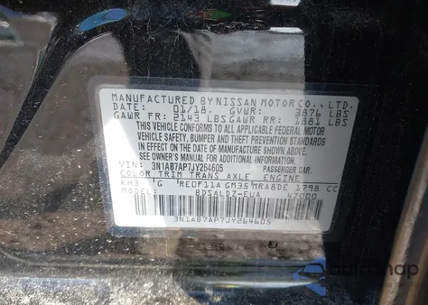 2018 Nissan Sentra Sv z USA, uszkodzony, nr VIN 3N1AB7AP7JY264605